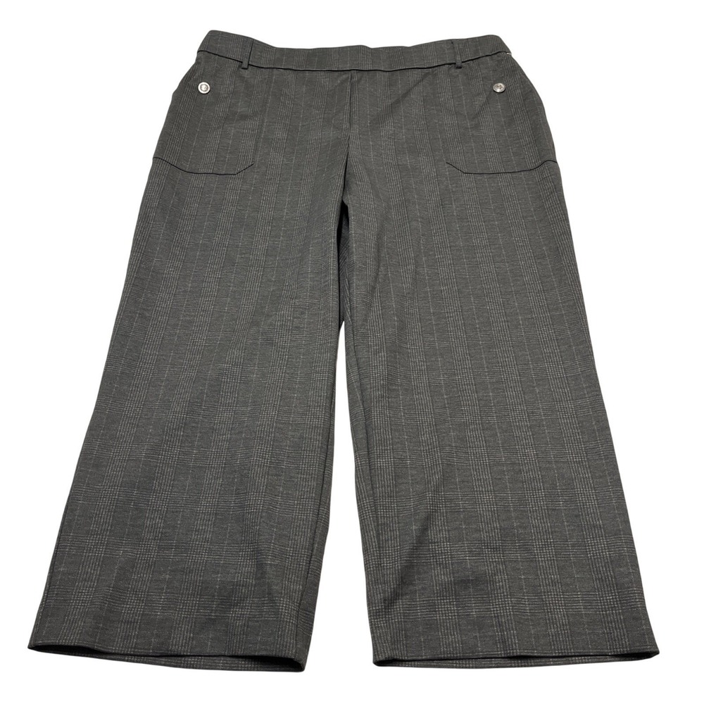 Jones New York Pants Women 3X Black Plaid Pull On Boot Cut Elastic Waist Office‎